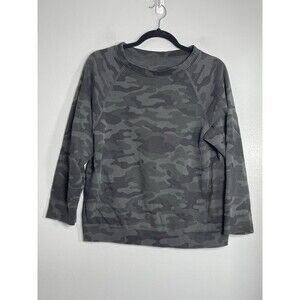 NILI LOTAN Camo Sweatshirt Medium Gray NEW Camouflage Casual Crew Neck Cotton